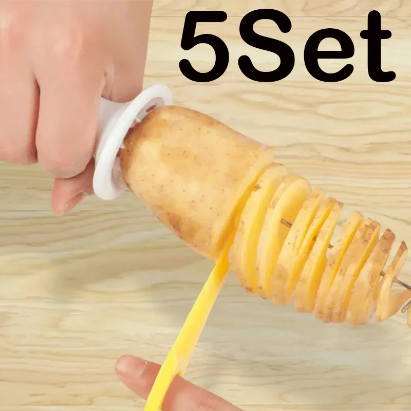 

Spiral Potato Cutter with 4 Stainless Steel Sticks Tornado Potato Slicer Spiralizer Chips Maker Kitchen Gadgets