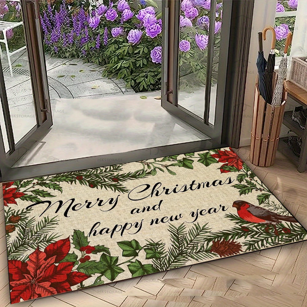 Rechteckiger Teppich mit Feiertagsmotiv, Weihnachtsgrüße, Winterschneeflocken, Ornamentmuster, perfekt für die Dekoration Ihres Zuhauses