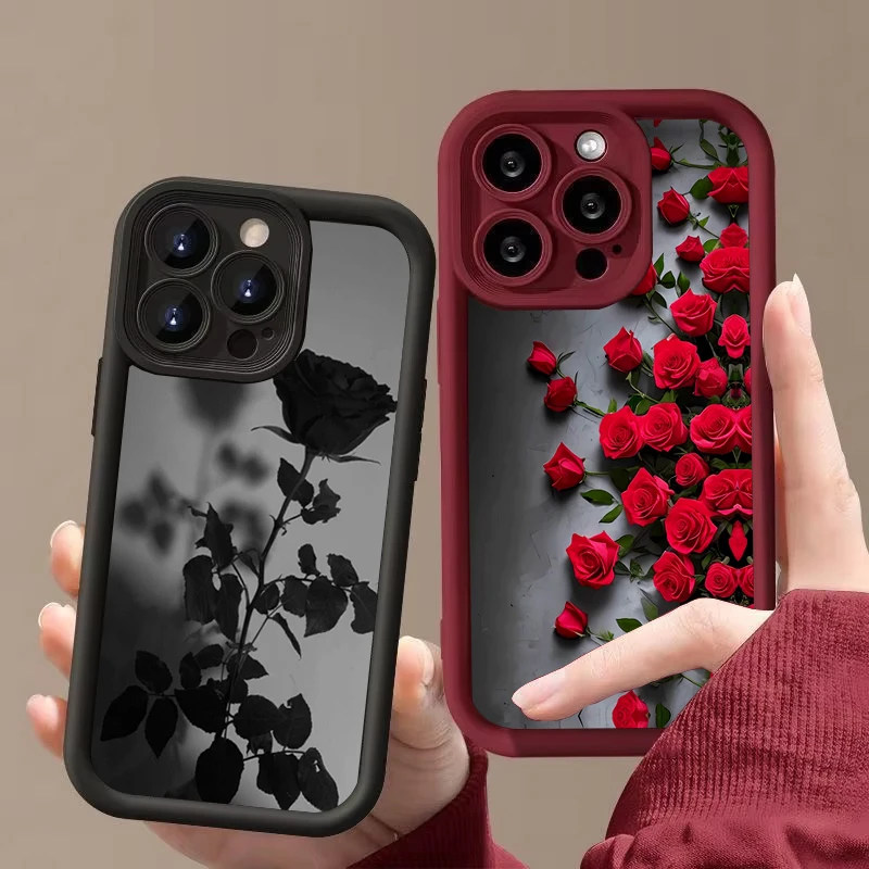 Red Rose Flower Silicone Soft Phone Case For iPhone 17 Pro Max 16 15 14 13 12 11 Pro 17 Air 16E XS Max X XR 7 8 Plus SE2 Cover — product photo 1 of 1