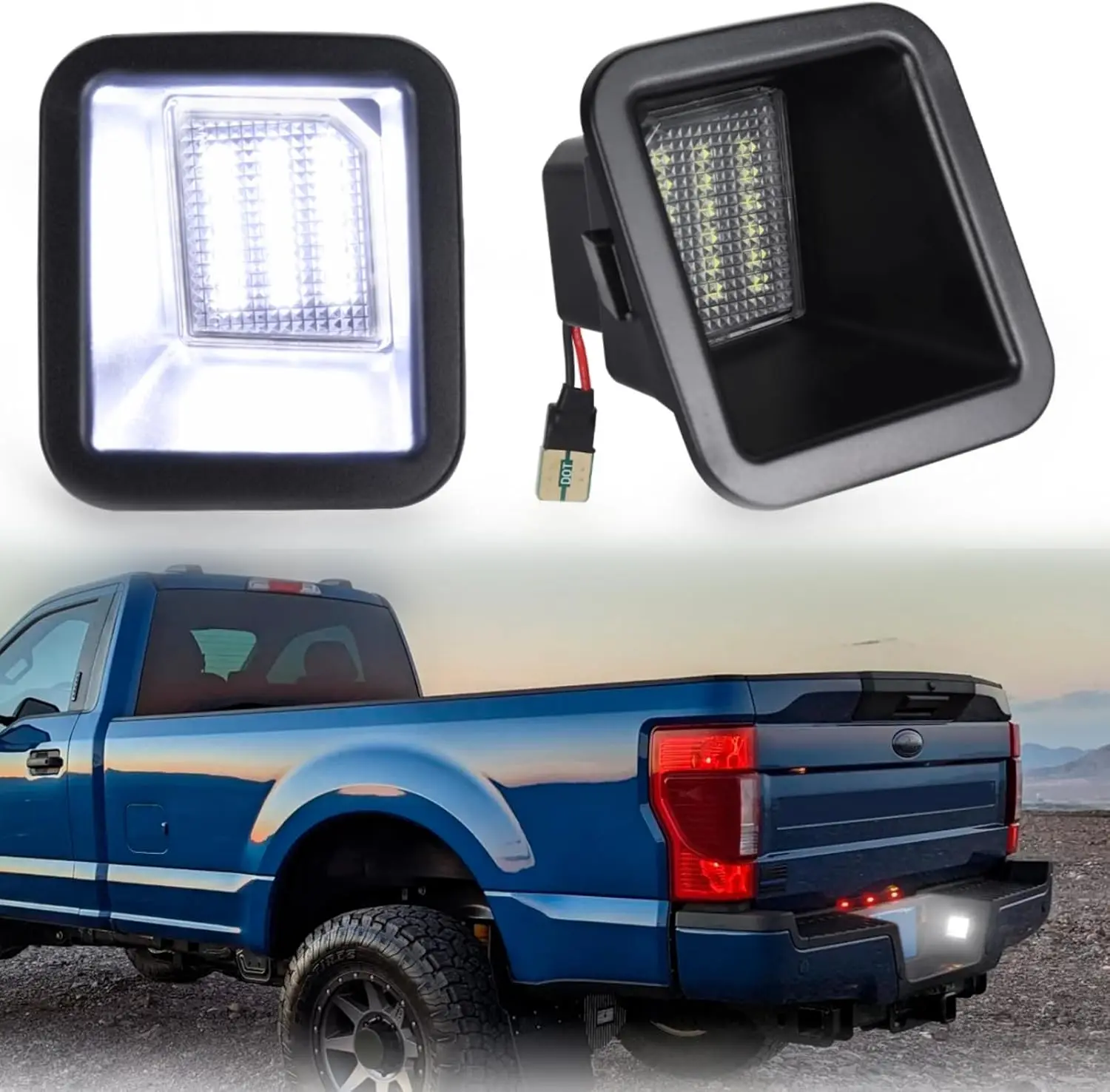 

F-250 Super Duty LED License Plate Light For 2017-2024 Ford F250 F350 F450 Super Duty Pickup Truck Tag Lamp Assembly, 6000K Whit