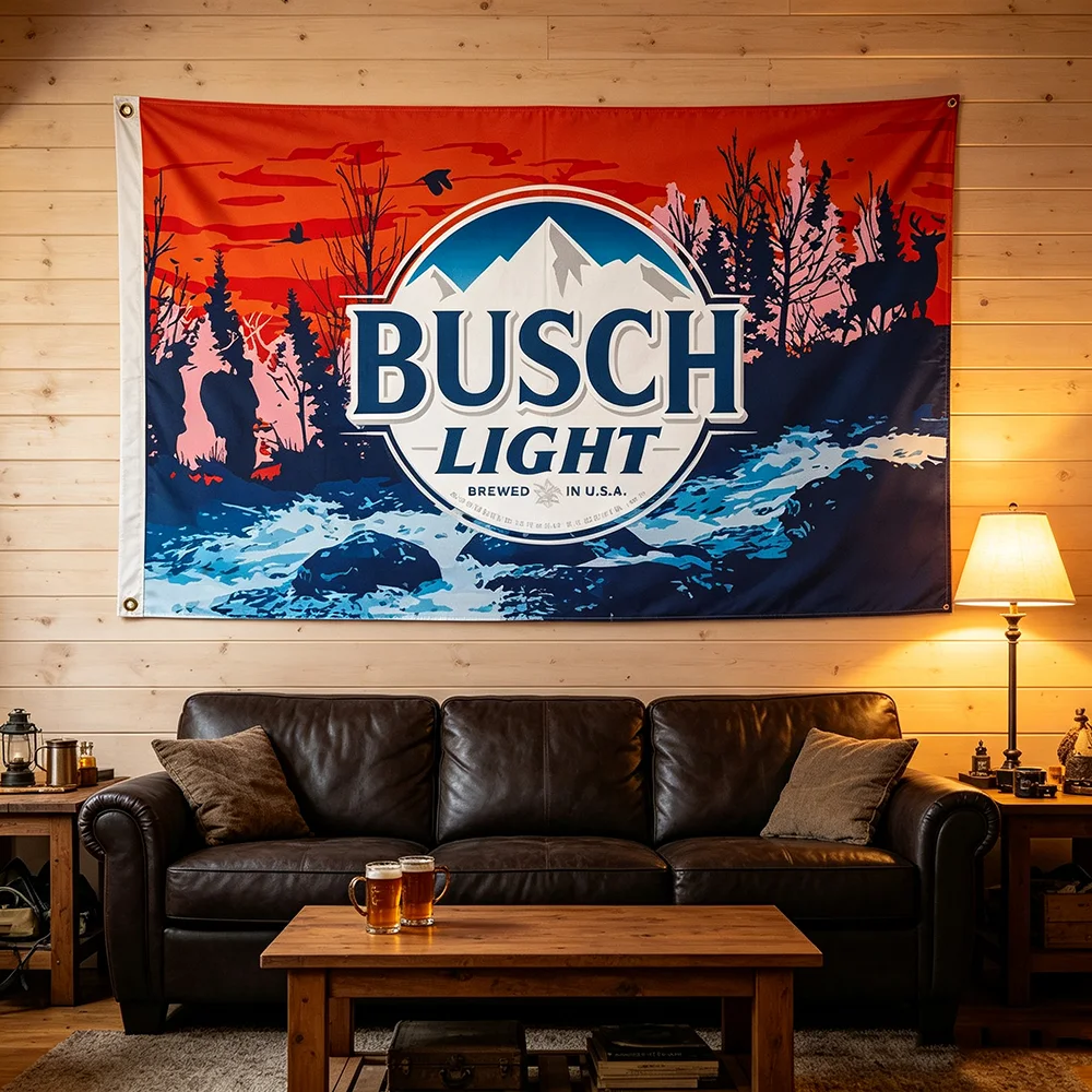 Mountain Wilderness Landscape Tapestry Wall Hanging, Rustic Outdoor Nature Scene Wall Tapestry, Vintage Forest River Elk Graphic Wall Art Tapestry for Man Cave Bar Garage Wall Decor easy to clean room transformation vibe booster photo backdrop