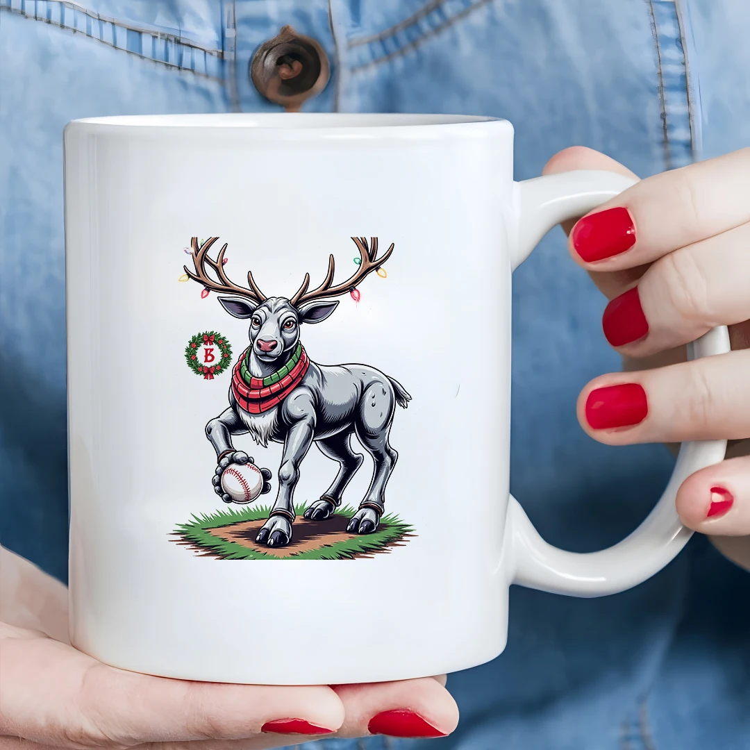 كارتون الرنة البيسبول القدح 11 أوقية هدية الكريسماس للأطفال كوب الأسرة مكتب فنجان القهوة هدية مخصصة شخصية #5
