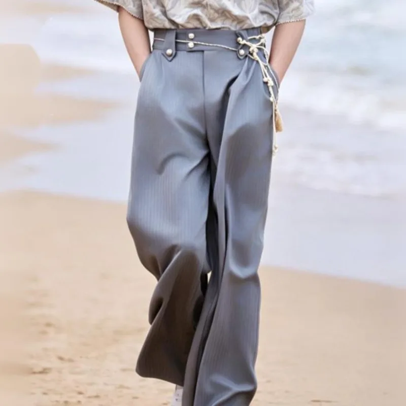 WVGA Spring Summer New Men Y2K Relaxed Versatile Vacation Inspired Wool Straight Trousers Niche Casual Original Pants Ins W24996
