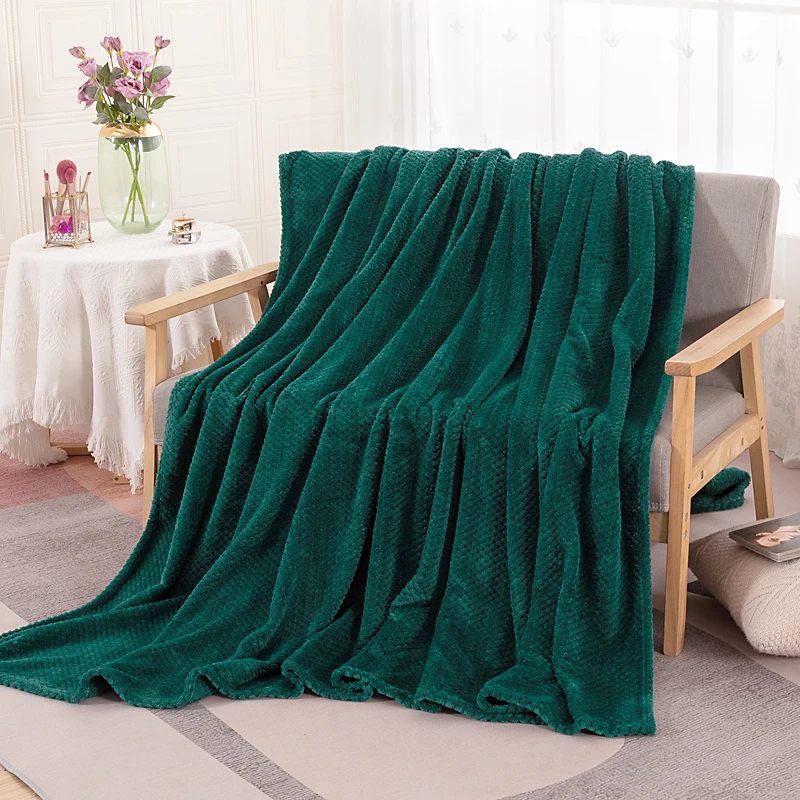 Winter Coral Fleece Flannel Blankets 300gsm Soft Fluffy Faux Fur Mink Throw Solid Sofa Cover Bedspread Plaid Blankets