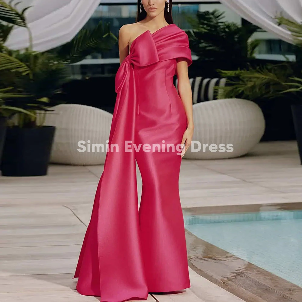 

Simin женские вечерние платья русалки на одно плечо с бантом по индивидуальному заказу, элегантные вечерние платья без рукавов с драпировкой длиной до пола, 2025