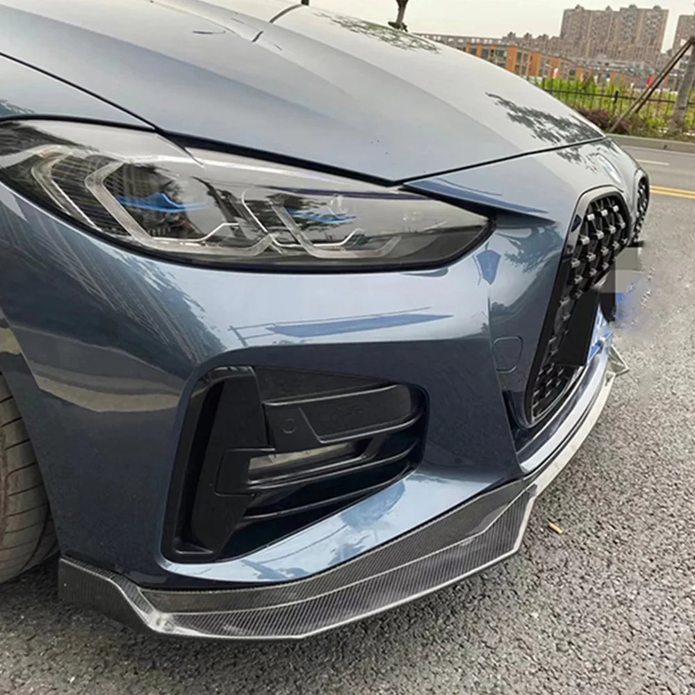 For Bmw 4 Series G22 G23 Front Bumper Lip PP Carbon Fiber Style Diffuser Splitters Spoiler Car Accessories 2020 2021 2022 2023