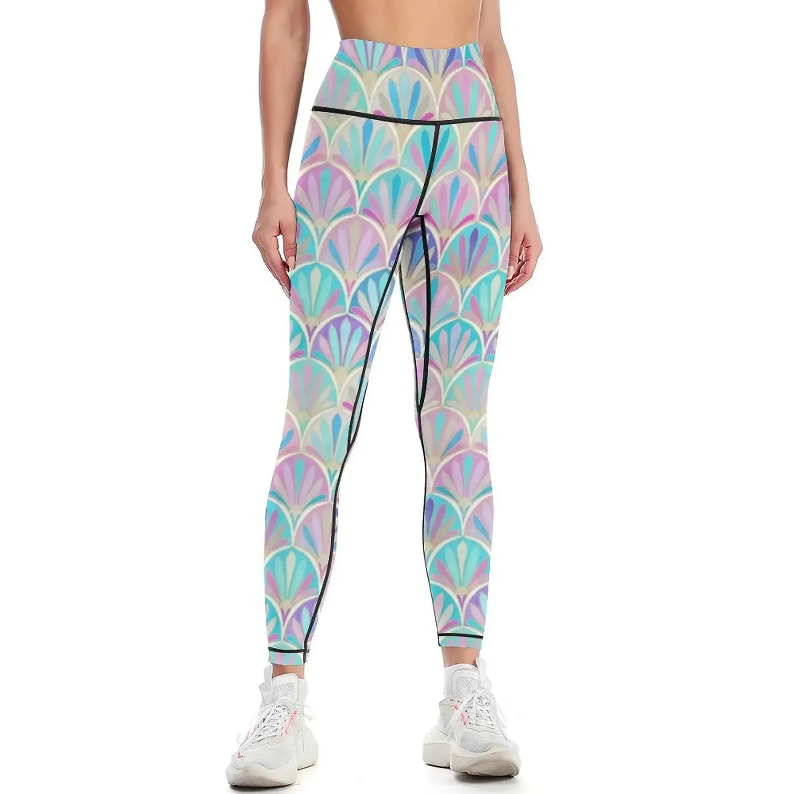 Glamorous Twenties Art Deco Pastel Pattern Leggings harem pants gym pants Jogger pants Womens Leggings
