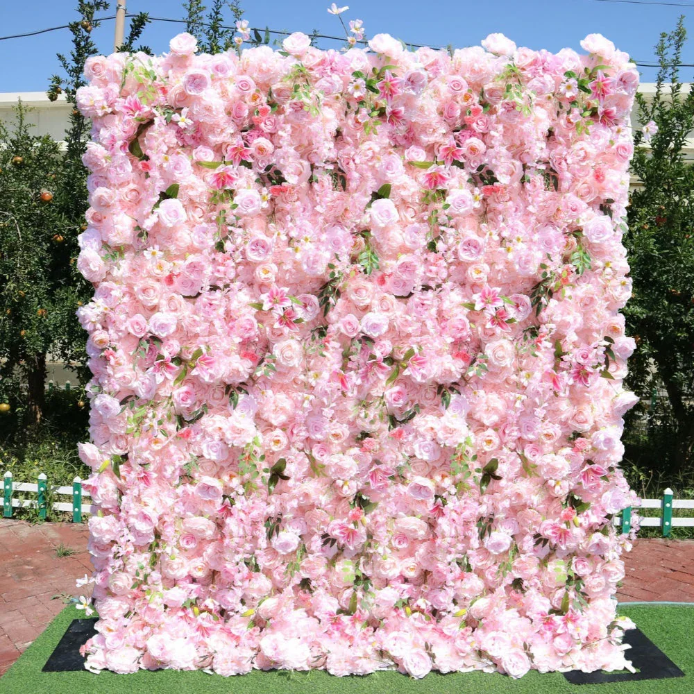 Royal Series 3D Pink Rose Flower wall artificial Rose hydrangea lily flower wall outdoor wedding Decoration background decor