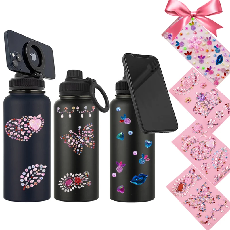 

Adjustable Magnetic Phone Holder Double Wall Magnet Lid Water Vacuum Bottle 304 Stainless Sport Outdoor 1000mL Water Cup Gift