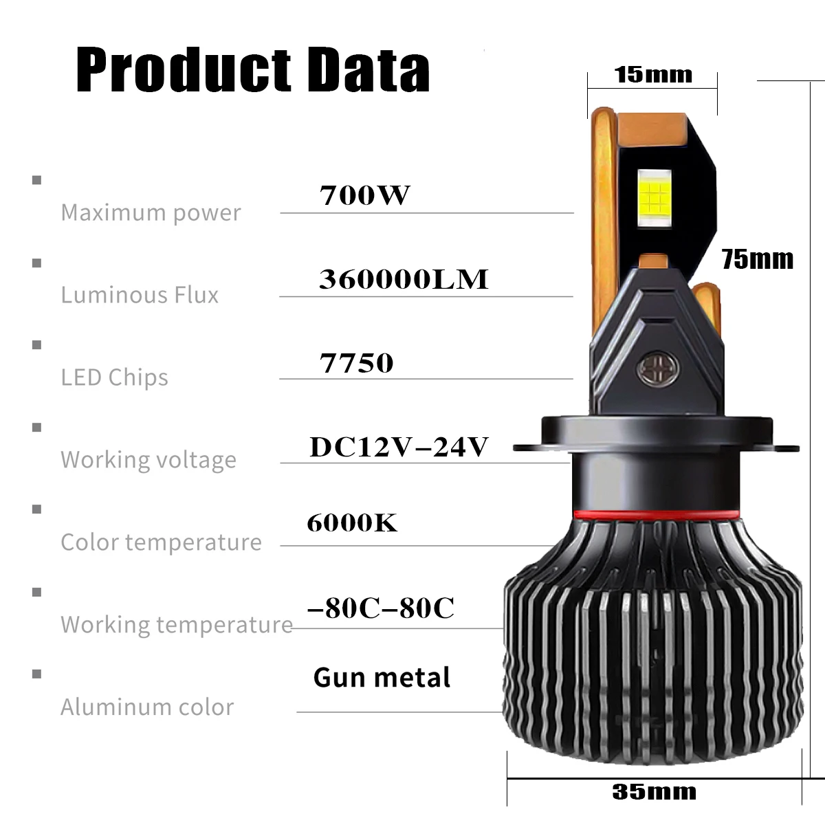 ZTZPIE 6000K HB3 HB4 9005 9006 H1 H7 H4 H11 Bulb Led Lamp CSP 7750 Chips Car Headlight Light 700W 360000LM  Fog Lights Lamps