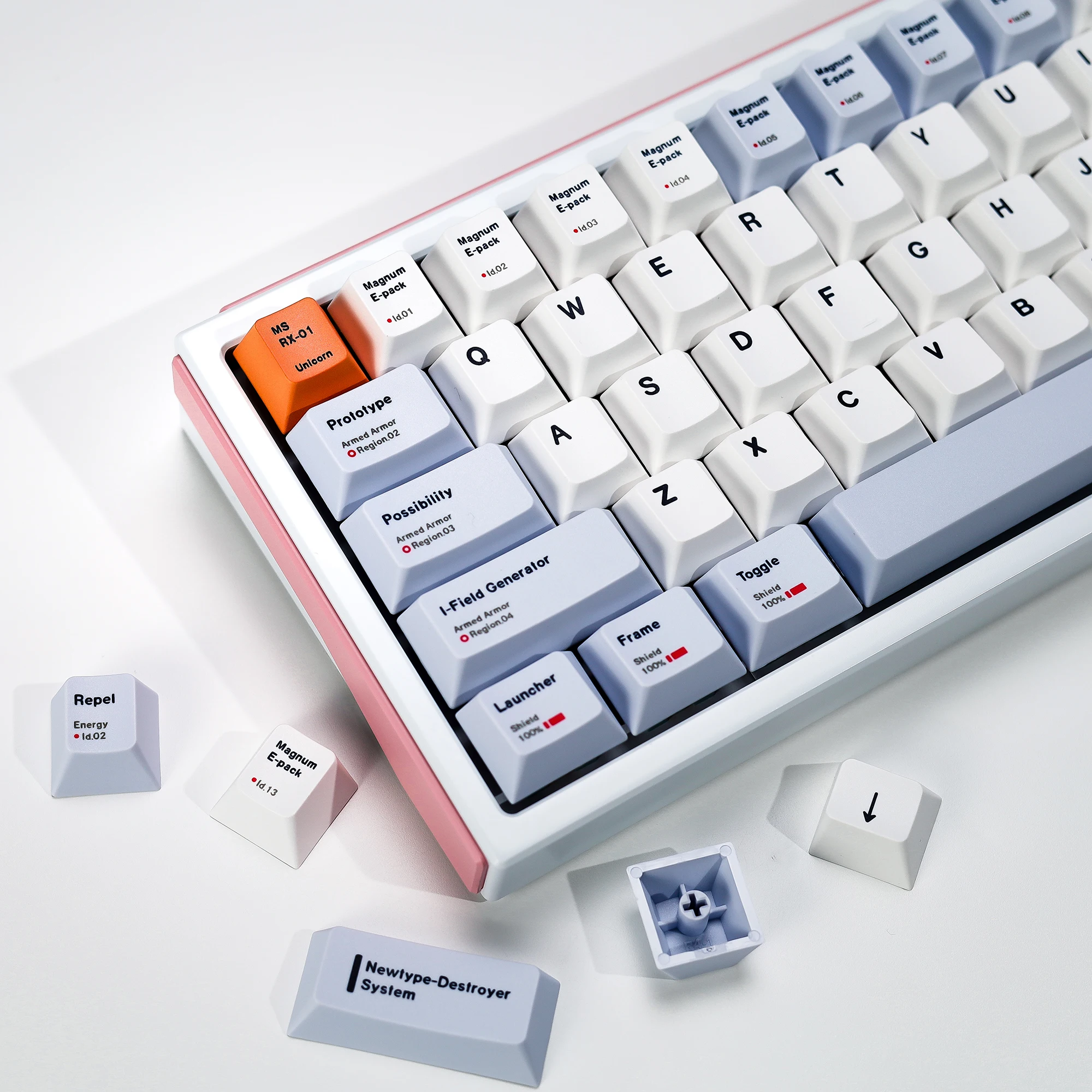 KBDiy RX-0 Unicorn Keycap ISO Minimalist Cherry Profile Alice Split Space PBT Keycaps MX For 60 Mechanical Keyboard 139 Keys/Set