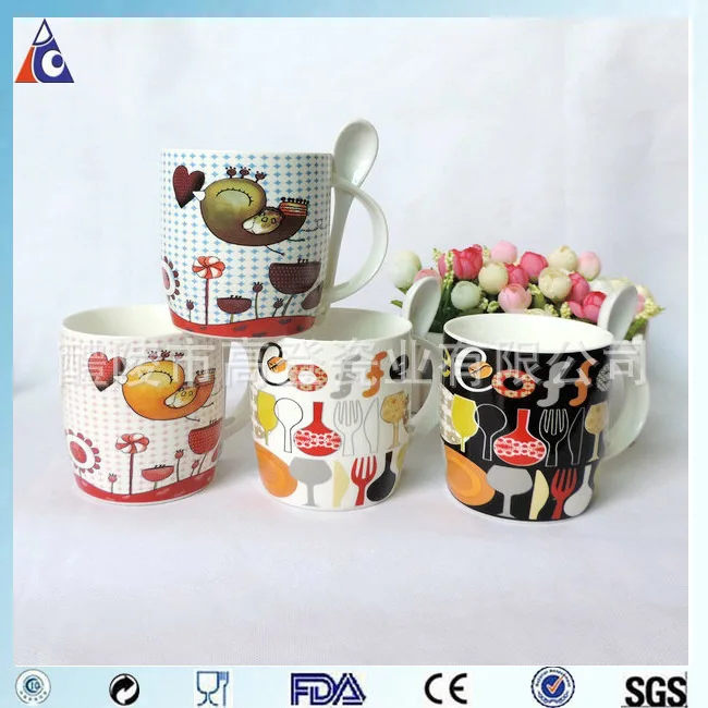 Cartoon Decal With Spoon Cup Advertisement Coffee Creative Gift