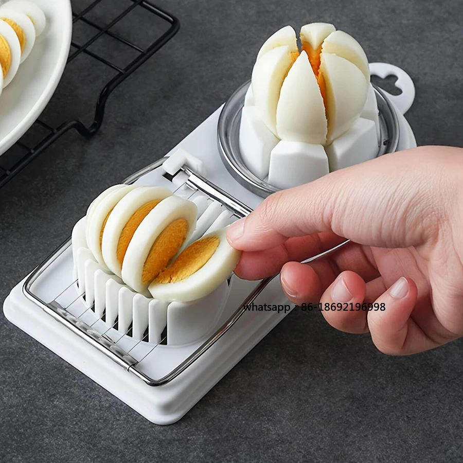 

Multifunctional PP Base egg cutter 2-in-1 stainless steel wire pull egg cutter for hanging high-quality kitchen accessory tools