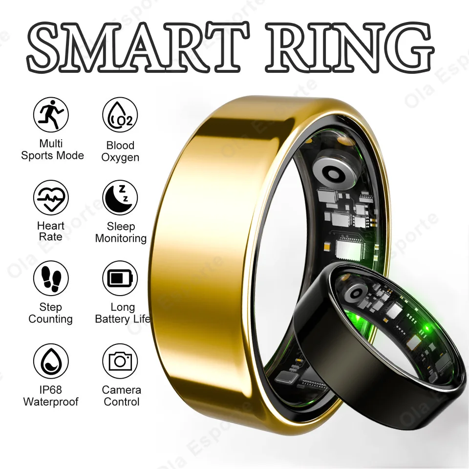 

Умное кольцо для мужчин и женщин с Bluetooth-монитором сердечного ритма и уровня кислорода в крови, водонепроницаемое (5ATM), для различных видов спорта, новинка 2026 года