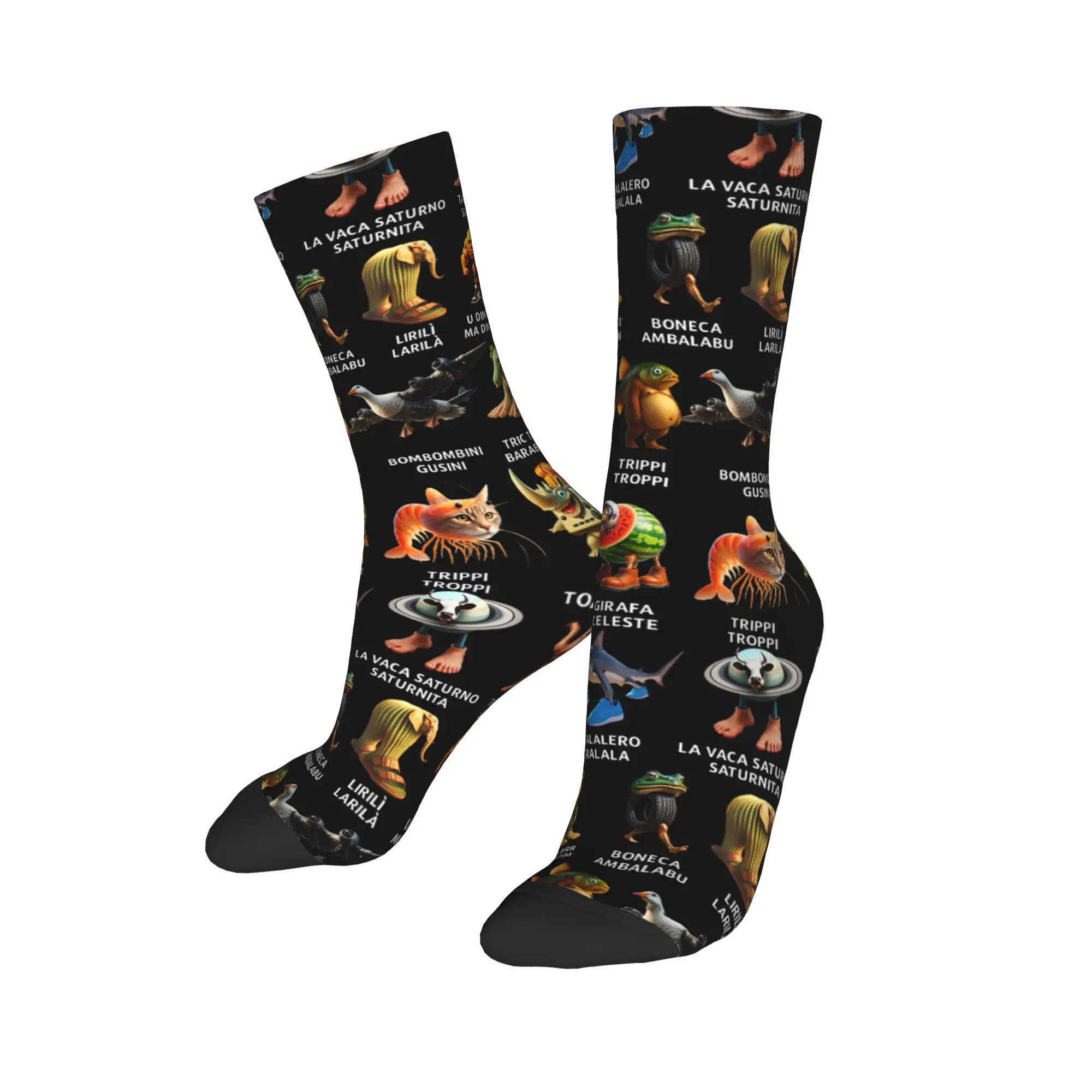 New Men's Socks Hip Hop Italian Brain Rot Characters Brainrot Sock Polyester  Skateboard Women's Socks Spring Summer Autumn