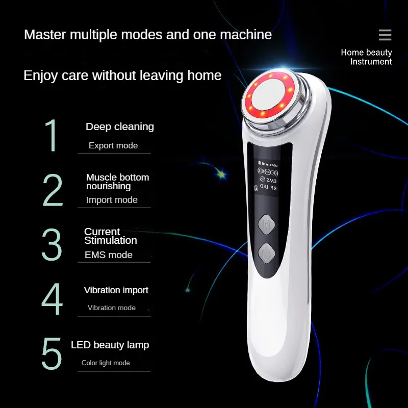 DYM024 RF Electric Handheld Household Red and Blue Light RF Heat Pack EMS Micro Current Introduction Facial Lift Massage