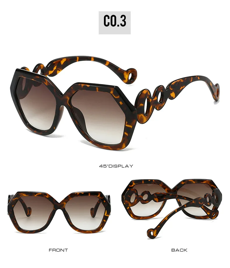 2025 Hexagon Frauen Sonnenbrille Marke Designer Farbe Patchwork Aushöhlen Kreis Elegante Reise Damen Sonnenbrille Retro – Detail 9