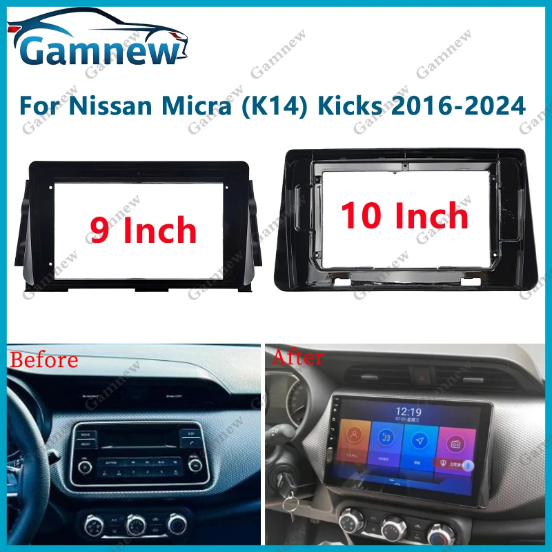 Adaptador de Fascia de marco de coche de 10,1 pulgadas, Kit de Panel de montaje de tablero de Radio Android para Nissan Kicks Micra Versa Almera 2014-2019