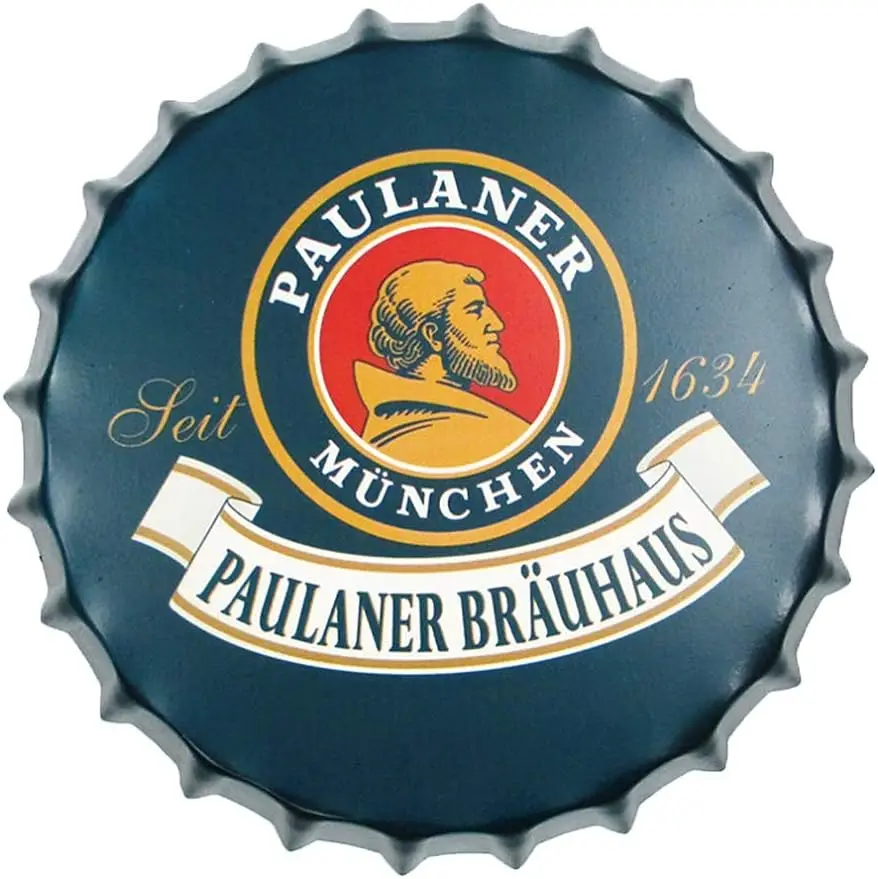 Blayadd-Tapa de botella de cerveza Retro decorativa para pared, letreros de hierro de Metal creativos, decoración de cafetería, Bar, diámetro de 13,8 "(Paulaner)