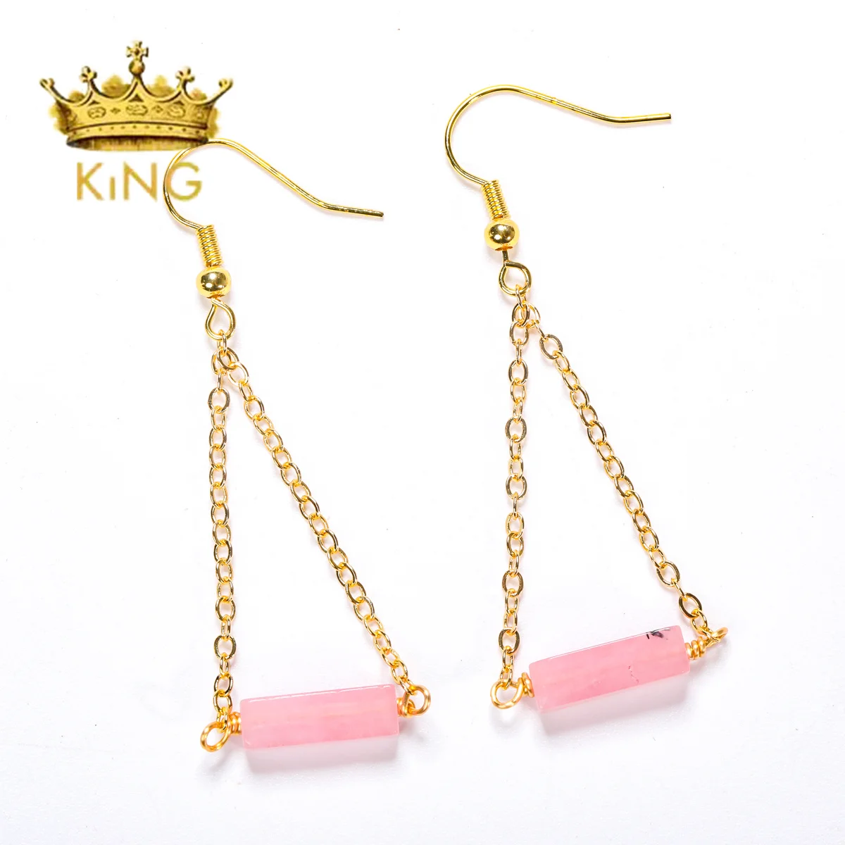 Vintage Small Fragrant Gold Dangle Earring Cube Sea Sediment Stone Earring Crystal Dangle Earrings, Metaphysical Jewelry . image 6