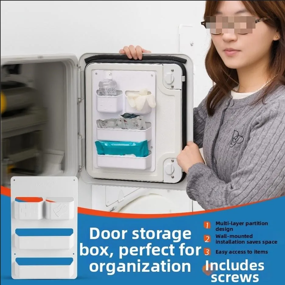 

Caravan RV Toilet Storage Box Waste Tank Compartment Organizer Door Storage Pocket For RVs Boats Shelf Box RV Storage White