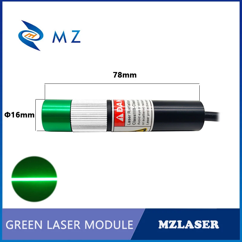 TTL PWM 레이저 다이오드 모듈, 산업 등급, 조절식 포커싱, 그린 라인, D16mm, 520nm, 150mW, 110 도, 핫 세일