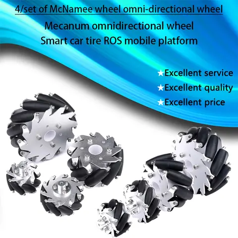 4 pezzi/1 set di McNum ruota omnidirezionale ruota smart car pneumatico 100mm 127mm Mecanum ruota omnidirezionale ROS piattaforma mobile