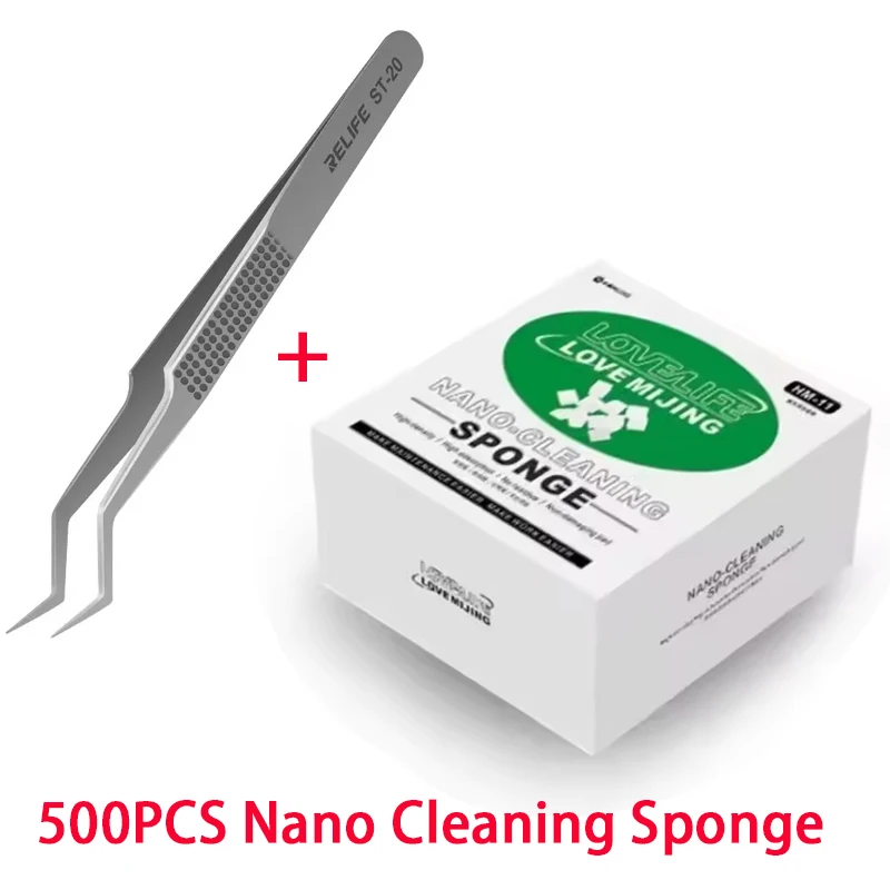 500pcs MIJING HM-11 나노 청소 스폰지는 휴대 전화 스크린 프레임 카메라 청소 도구 용 마더 보드 칩을 쉽게 청소합니다.