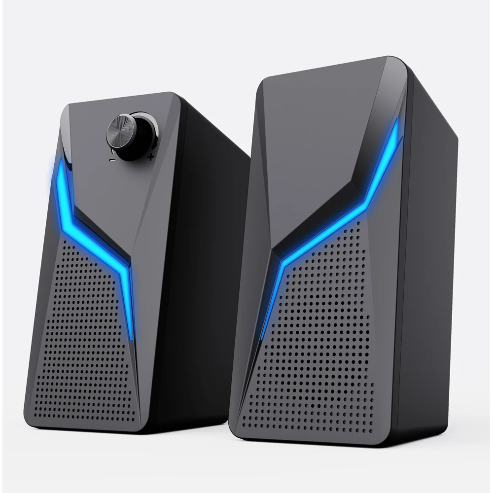 Computer Gaming Speakers PC Sound Box HIFI Stereo Microphone USB Wired With LED RGB Lighting Strong Bass 2.0 Loudspeaker