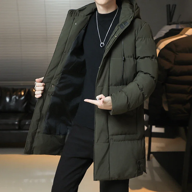 Parkas chauds plus épais vestes cintrées vestes longues décontractées en coton vêtements d'extérieur manteaux d'hiver vestes à capuche d'hiver nouveaux manteaux en duvet pour hommes
