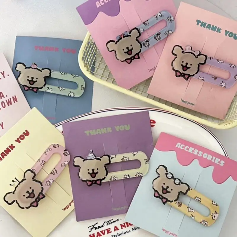 

Line Dog Cartoon Hairpin Girl's Duckbill Clip Jewelry Decorate Hair Accessories Acrylic Material Waterproof and Wear-Resistant