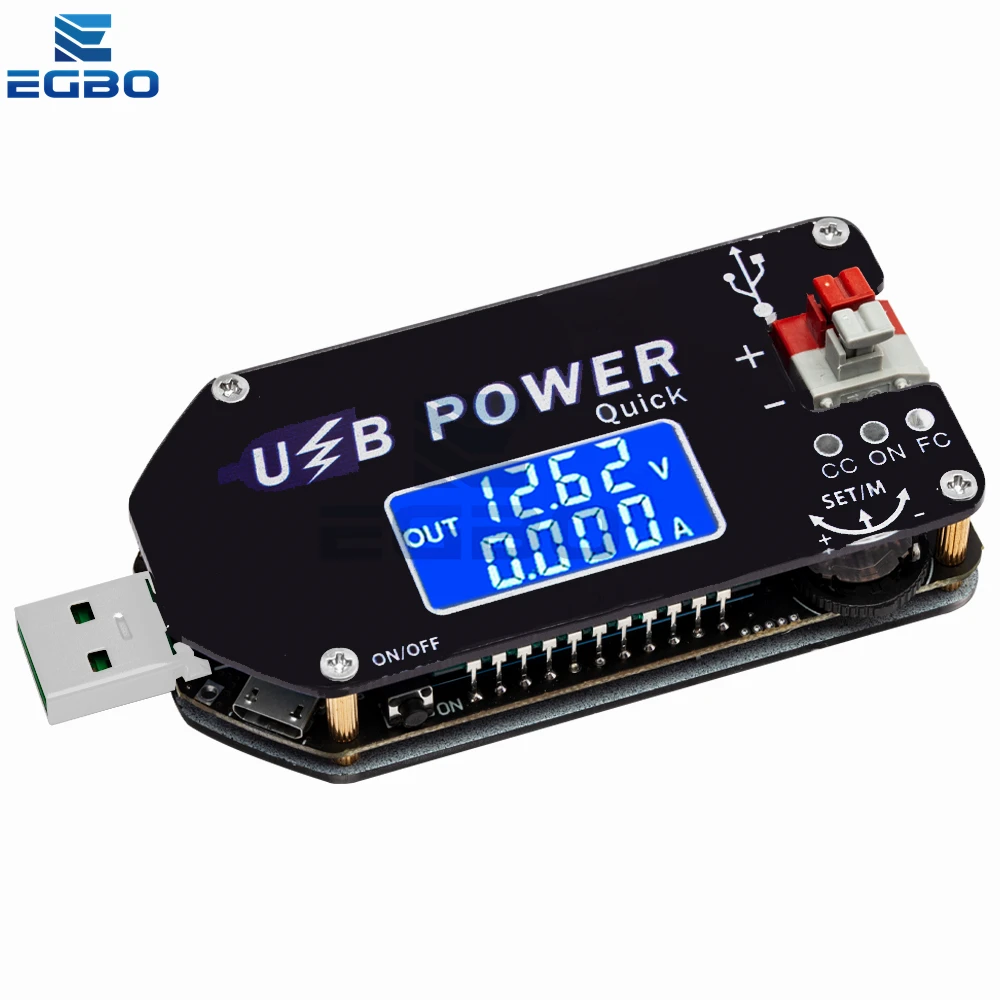 محول تيار مستمر من نوع C USB باستخدام الحاسب الآلي ، مصدر طاقة منظم قابل للتعديل ، CC CV ، 1-30V ، 2A ، 15W ، QC2.0 AFC