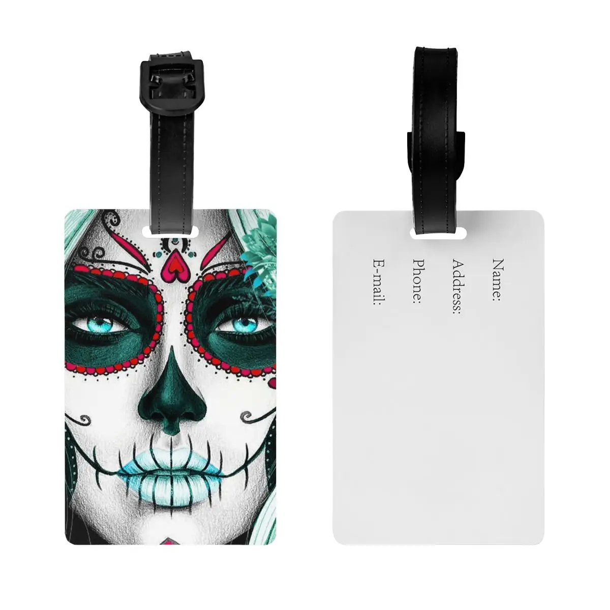 Day Of The Dead Sugar Skull Girl Luggage Tags for Suitcases Funny Horror Mexican Calavera Catrina Baggage Tags  Cover ID Label