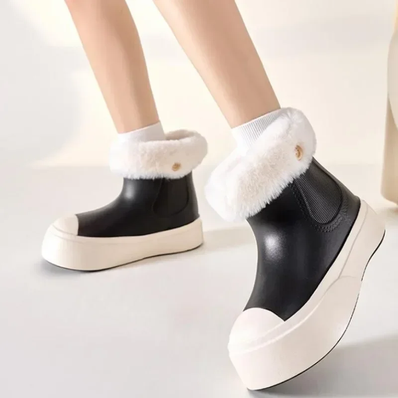 Winter Rain Boots for Women Outdoor Windproof Warm Cotton Shoes Non-slip Waterproof EVA Thick Soles Platform Ladies Snow Boot