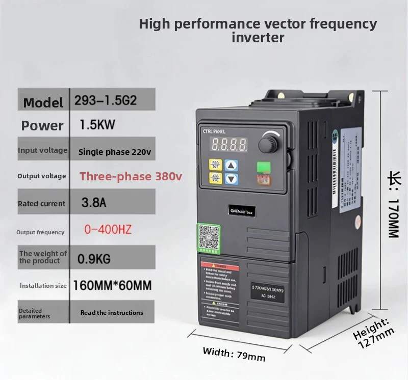220V/380V frequency converter 0.75KW 1.5KW 2.2KW 3KW VSD 1-phase 3-phase variable frequency drive inverter