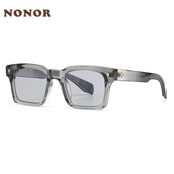 NONOR Fashion Square Rivets Gradient Sunglasses Men Shades UV400 Vintage Dark Green Trending Women Sun Glasses