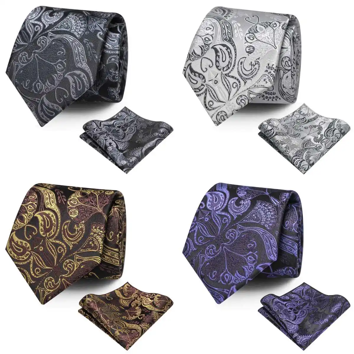 Exclusively Designed Latest Fan-Shaped Pattern High-End Men's Business Tie and Square Scarf Two-Piece Set, Suitable for Weddings, Parties, Business Casual, and Versatile Tie Set