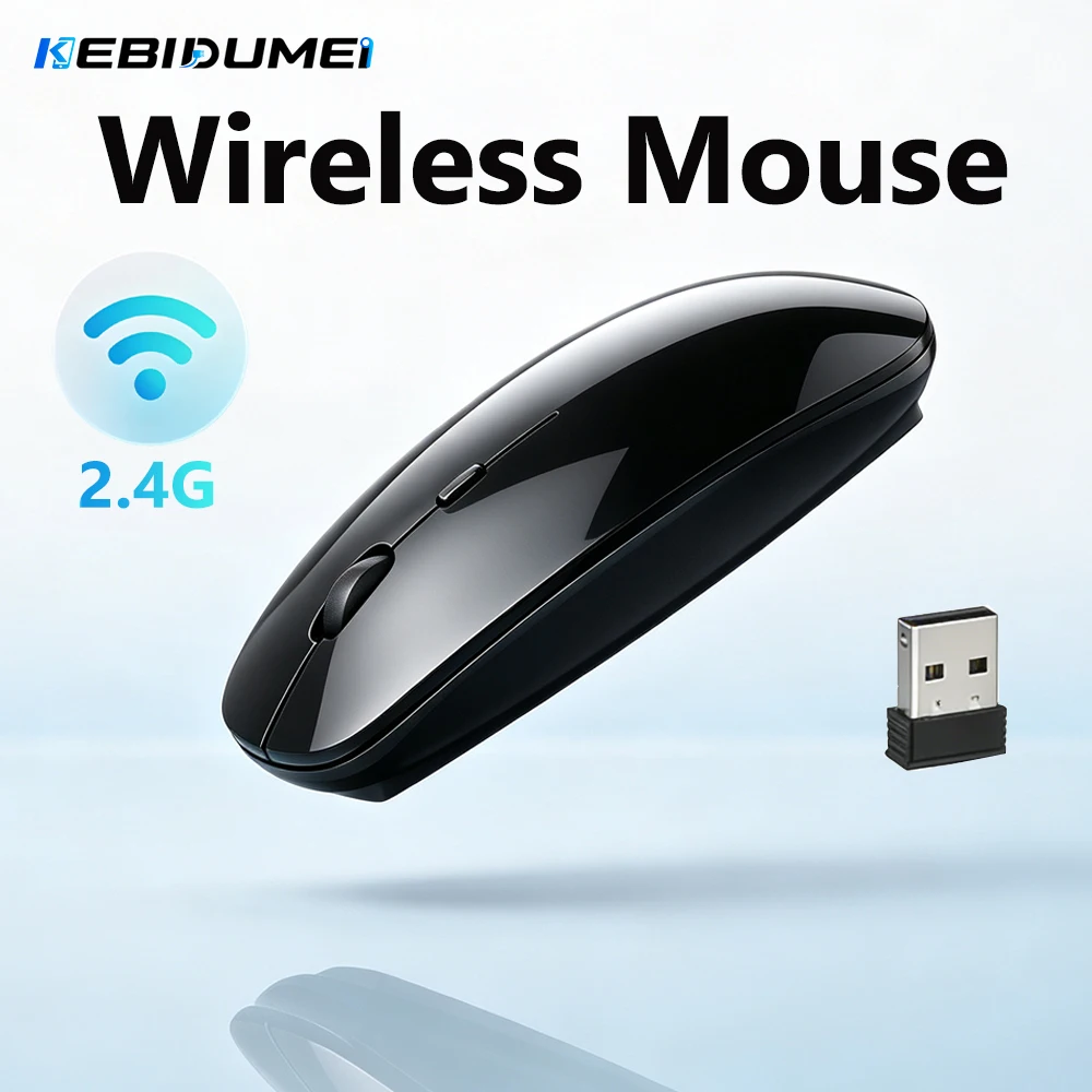 KEBIDUMEI Mouse sem fio 2.4G Slim Gaming com receptor USB 1600DPI Mouse óptico ergonômico para escritório, desktop e laptop
