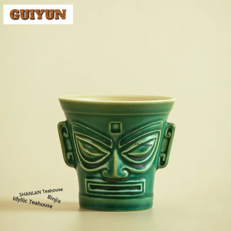 115ml Sanxingdui Mask Teacup Boutique Tea Bowl Set Of Cups Tea-tasting Personal Cup Chazhan Master Cups Drinkware Collection