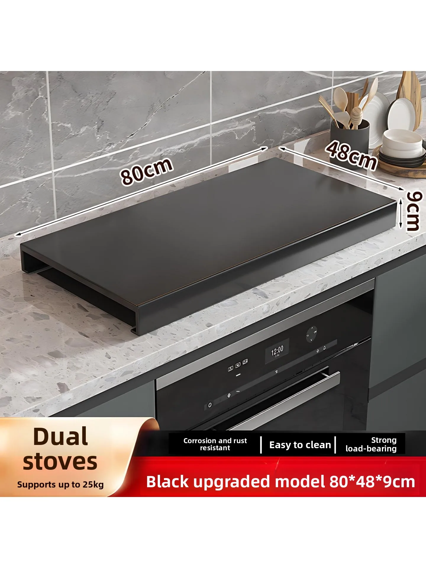 

Thickened Anti-slip Kitchen Stove Shelf Gas Stove Cover Board Protector Storage Organizer Rack Modern Simple Style Carbon Steel