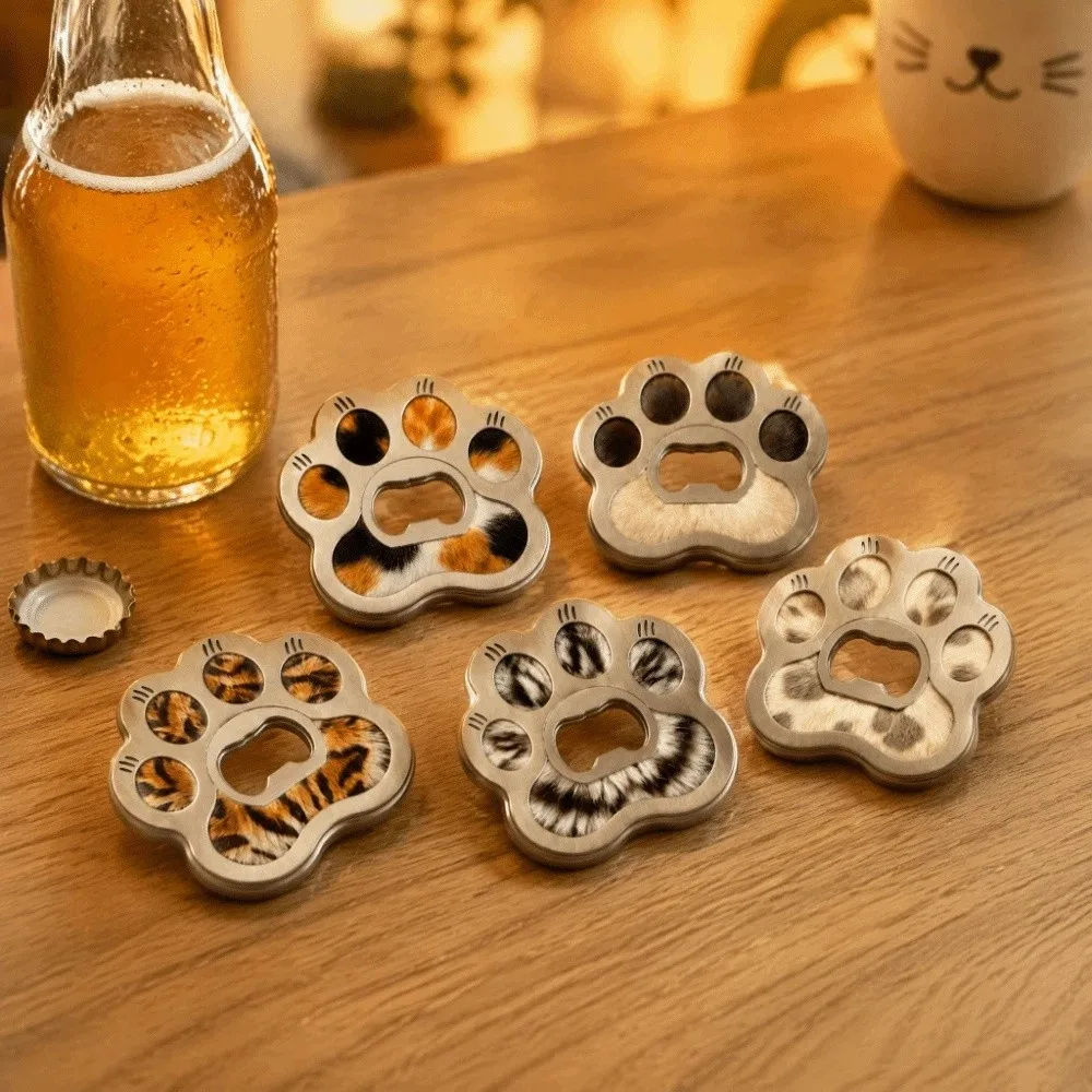 Cute Zinc Alloy Cat Dog Paw Bottle Opener Electroplating Smooth Kitty Puppy Fridge Magnet Decorative Magnetic Cap Remover Gift