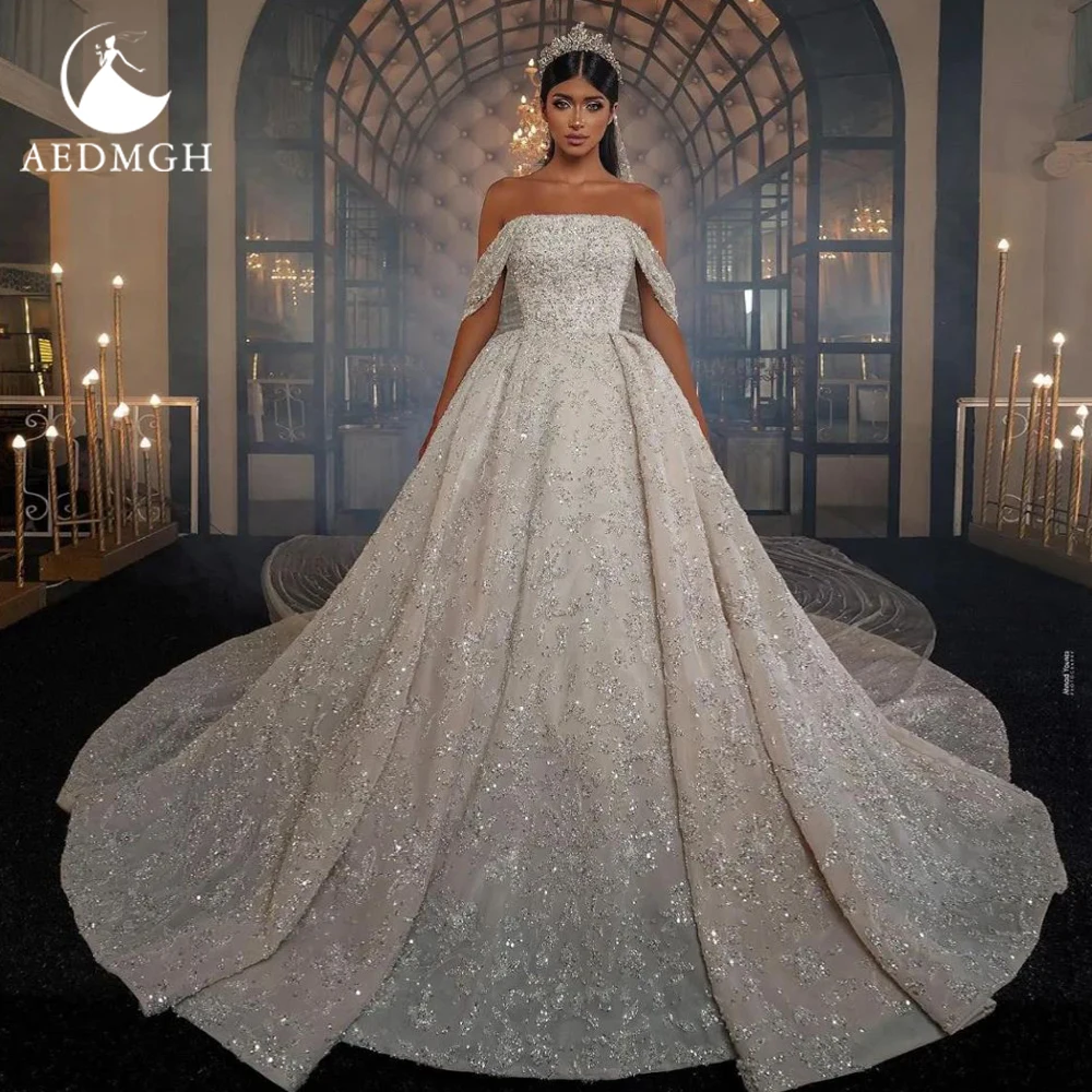 

Aedmgh Ball Gown Royal Wedding Dresses 2024 Sweetheart Off The Shoulder Vestido De Novia Lace Sequined Luxury Robe De Mariee