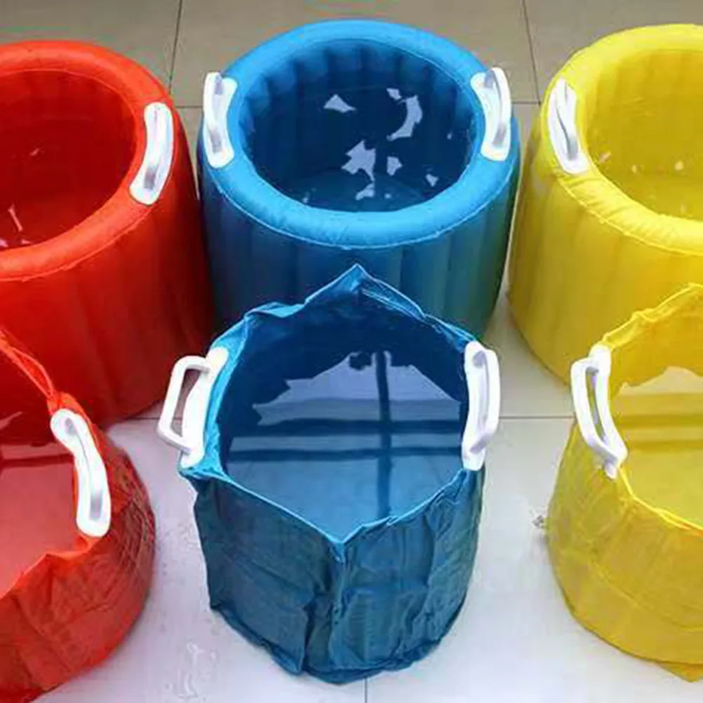 Foldable PVC Inflatable Ice Bucket Multi-Functional Outdoor Bucket Portable for Camping Travel Storage Household Blue