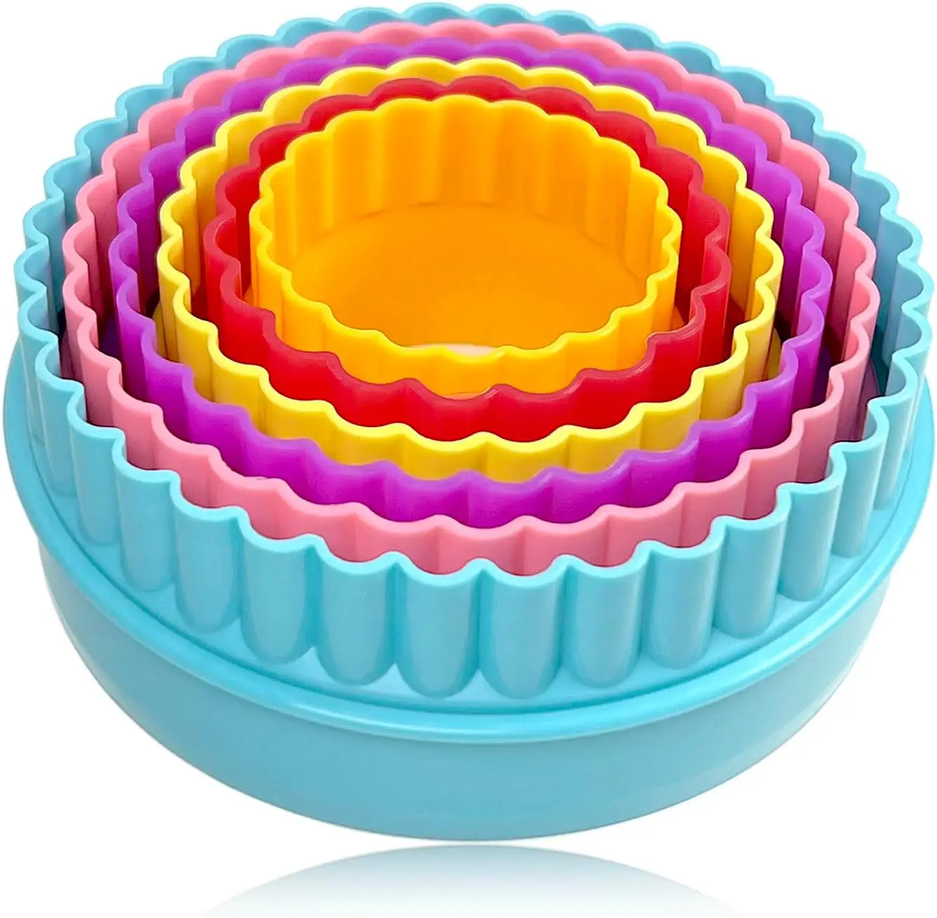 

6 Pack Round Cookie Cutters, Plastic Biscuit Molds Set Multi-Size for Baking