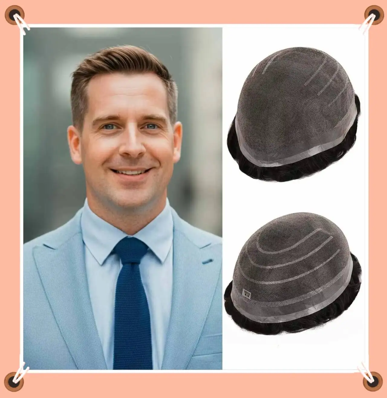 

TUM05 Full Welded Mono Base Hair System Light to Medium Density Undetectable Hairline Indian Remy Human Hair