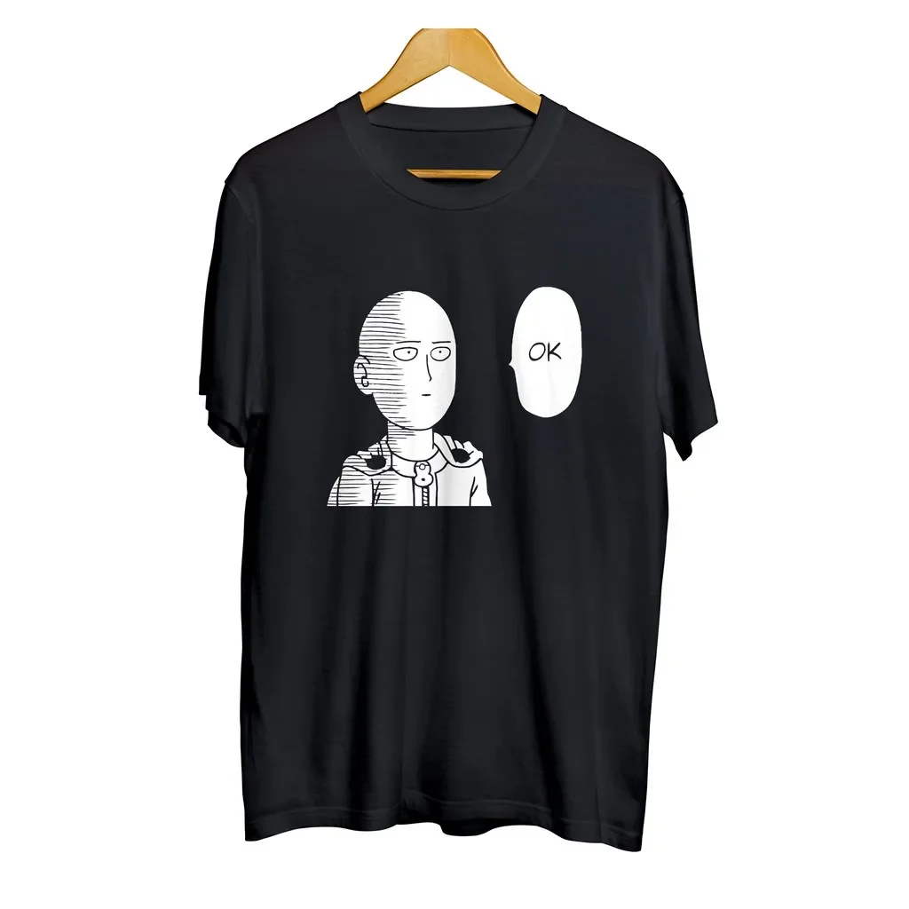 T-Shirts distro anime SAITAMA OK one punch homme 100% coton peigné années 30
