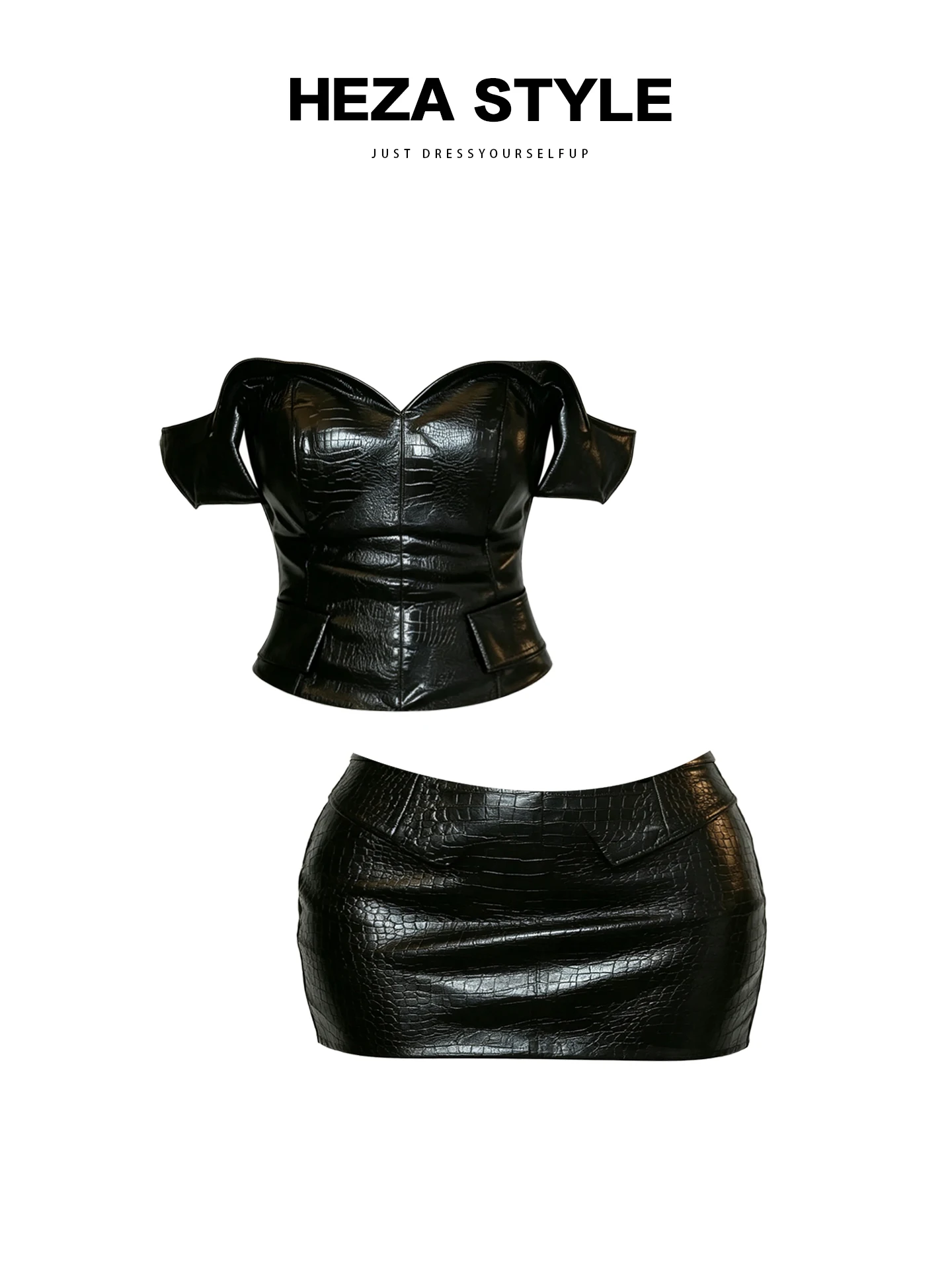 

Sexy Heavyweight Fishbone Top And Skirt Set for plus Size Women Summer Fashionable Ensemble One Shoulder Pure Color Universal...