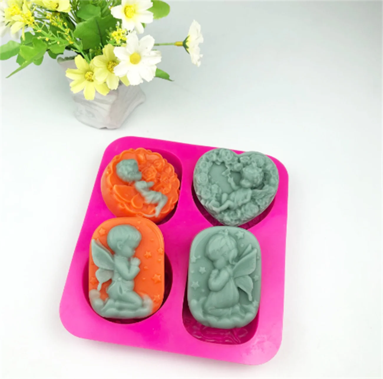 2D Angle 4 Holes Fondant Cake Mousse Chocolate Bake Silicone Mold DIY Handmade Mould Home Decoration DIY Crafts