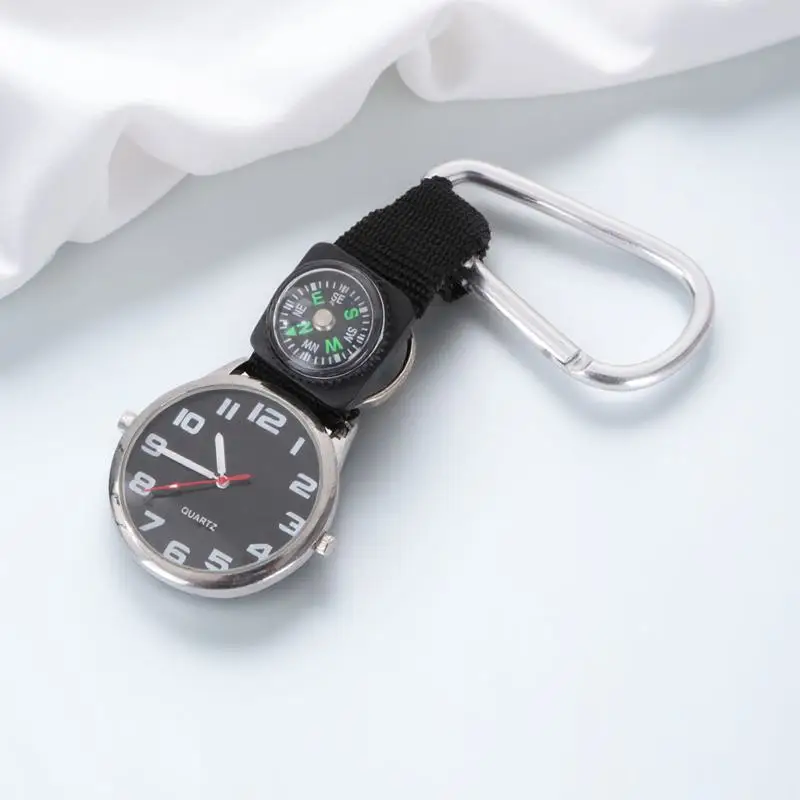 Orologio da alpinismo con moschettone a clip Design semplice e alla moda con puntatore luminoso bianco Orologio da alpinismo leggibile notturno