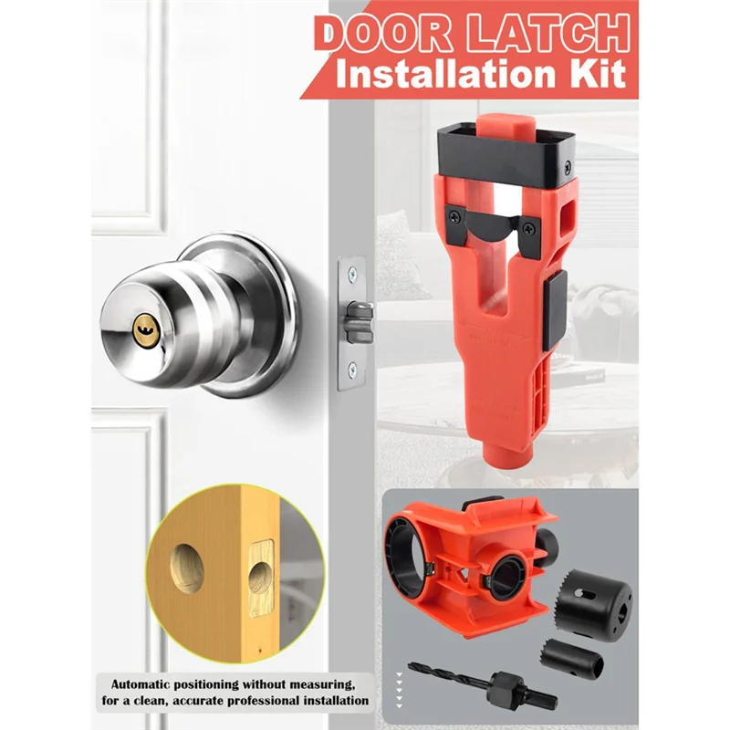 【عناصر رائجة البيع】فتاحة ثقب قفل الكرة + أداة نقر مزلاج الباب طقم تركيب قفل الباب لـ 1-3/4 بوصة أو 1-3/8 بوصة باب سميك Wo